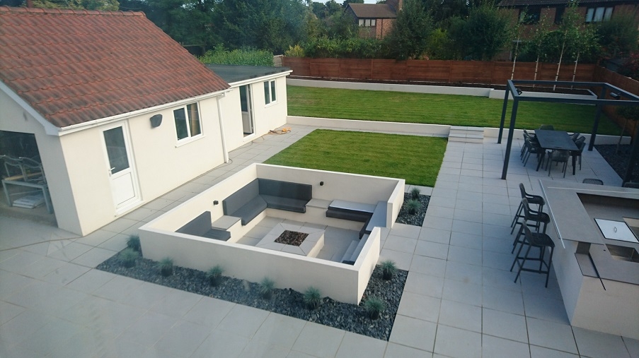 A landscaping job we completed last summer which used porcelain paving slabs