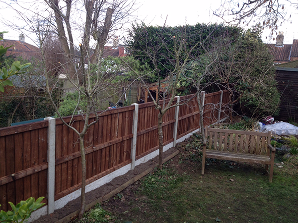 Close board fencing construction in Norwich