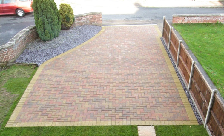 A ppaved driveway viewed from above