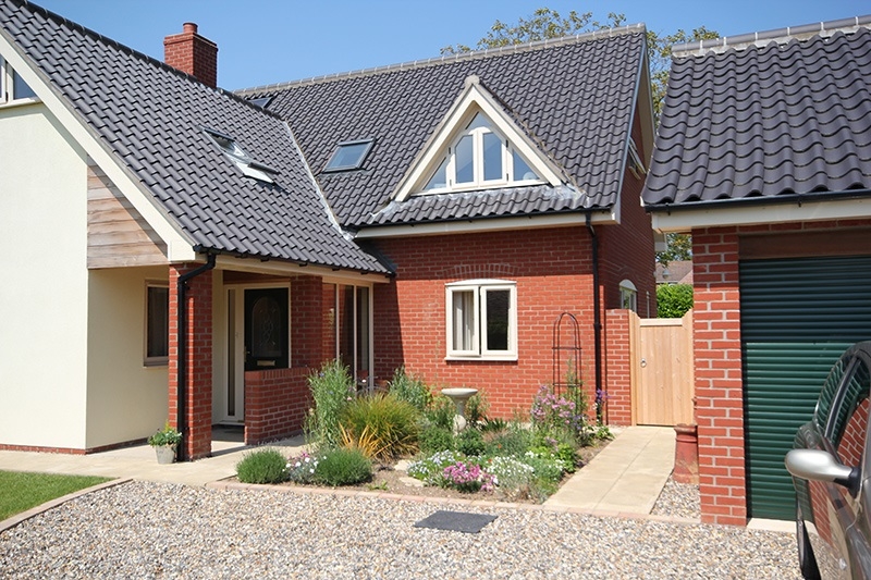 A landscaped front garden