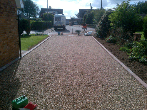 Shingle driveway construction